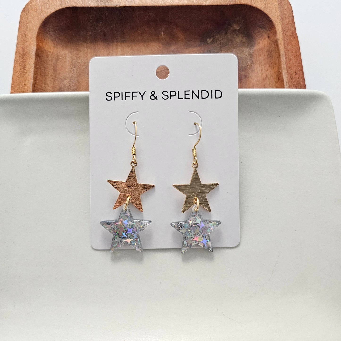Starry Earrings - Silver Glitter // 4th of July Patriotic