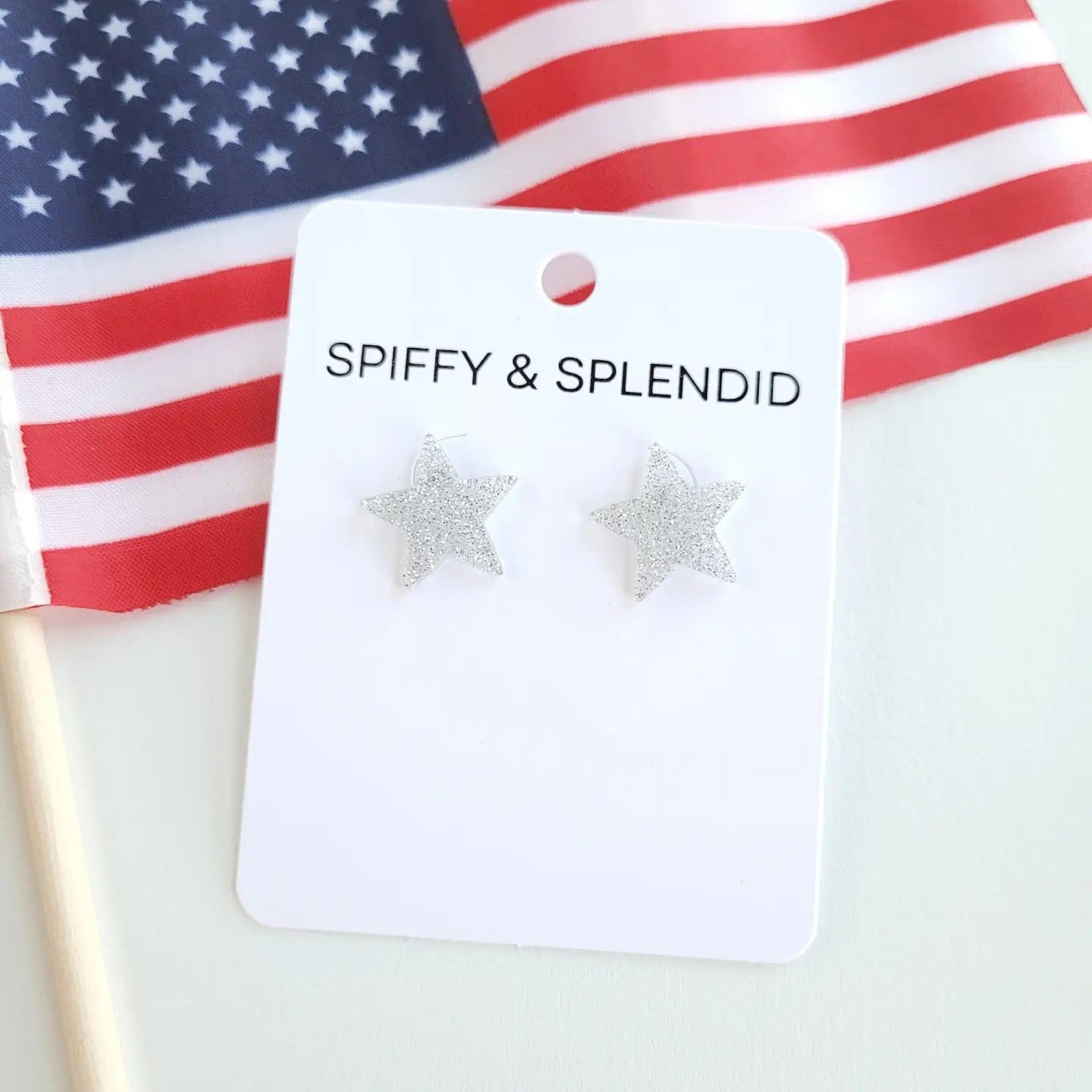 Liberty Star Studs - Silver // 4th of July Patriotic Earrings