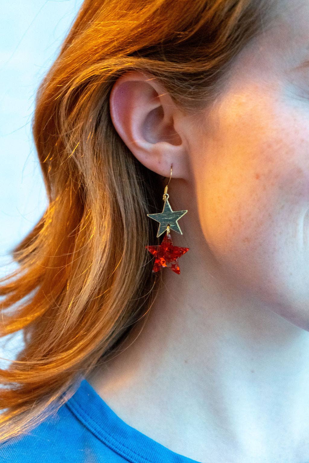 Starry Earrings - Red Glitter // 4th of July Patriotic