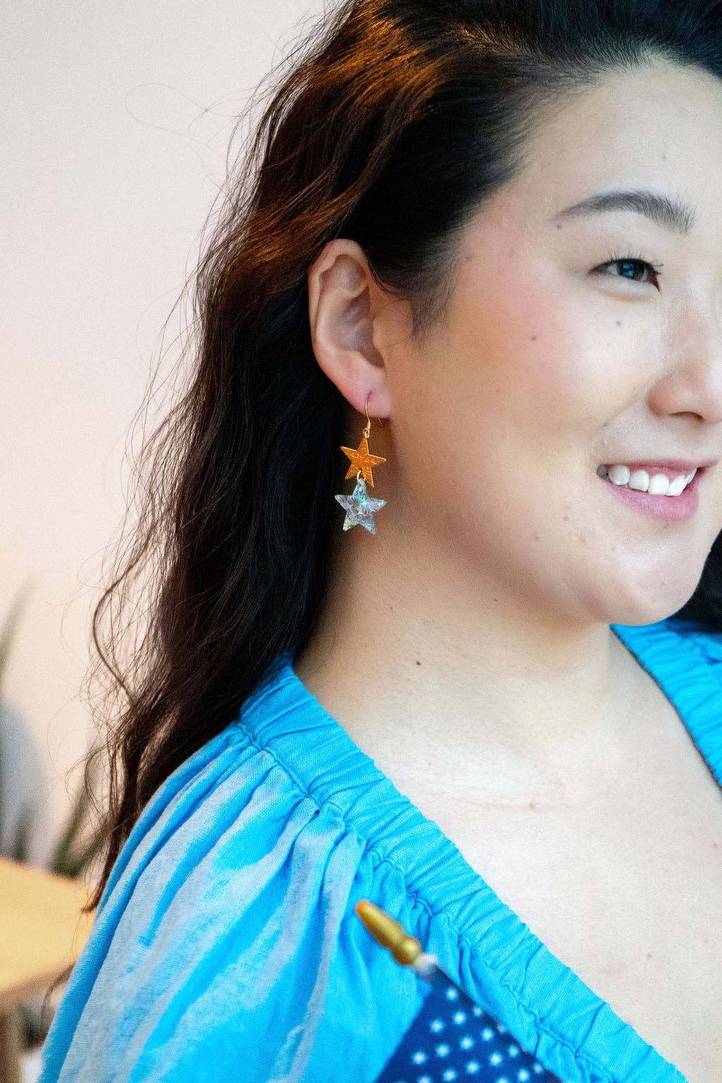 Starry Earrings - Silver Glitter // 4th of July Patriotic