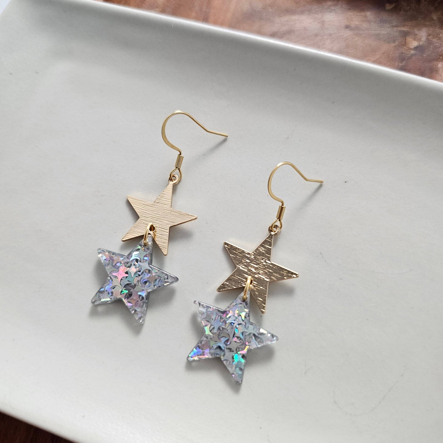 Starry Earrings - Silver Glitter // 4th of July Patriotic