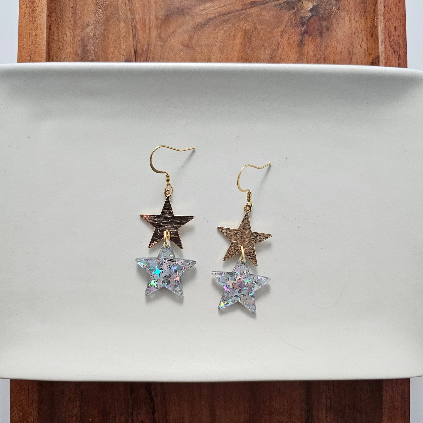 Starry Earrings - Silver Glitter // 4th of July Patriotic