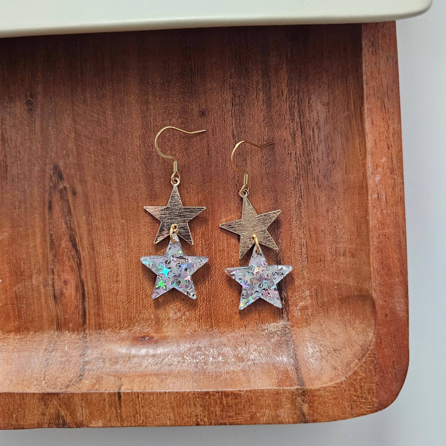 Starry Earrings - Silver Glitter // 4th of July Patriotic
