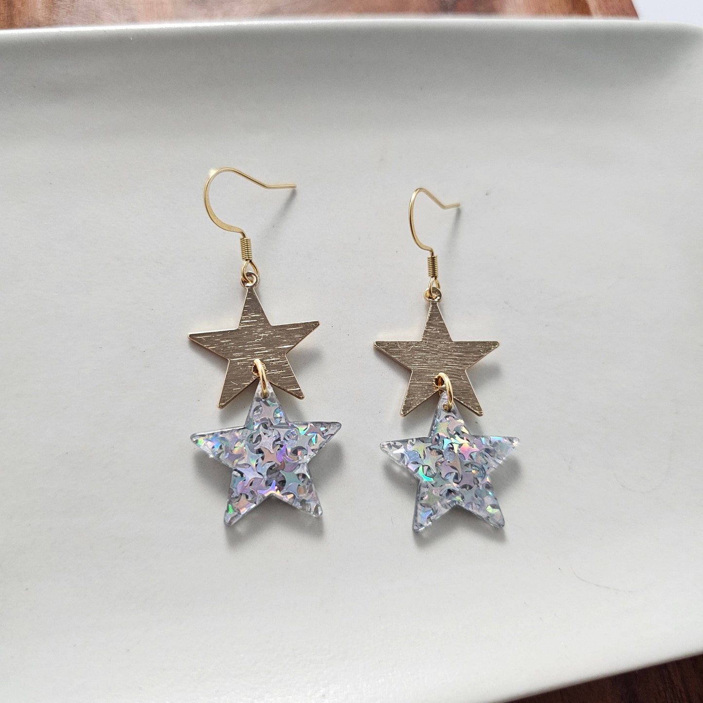 Starry Earrings - Silver Glitter // 4th of July Patriotic