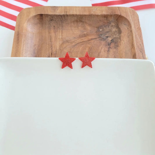 Liberty Star Studs - Red // 4th of July Patriotic Earrings