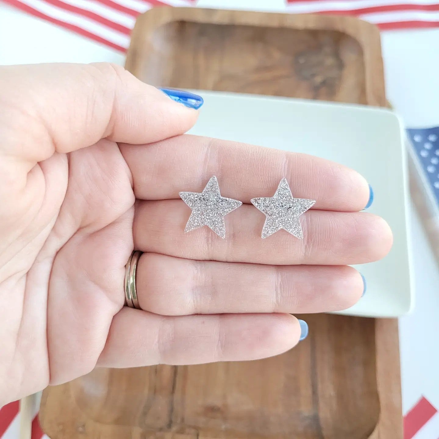 Liberty Star Studs - Silver // 4th of July Patriotic Earrings