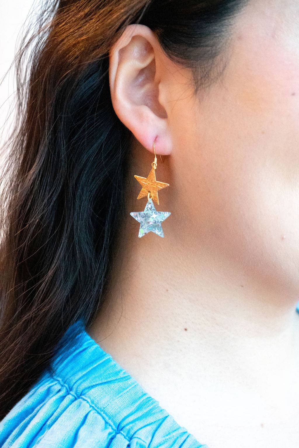 Starry Earrings - Silver Glitter // 4th of July Patriotic