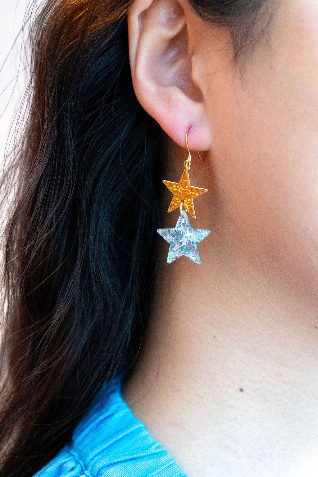 Starry Earrings - Silver Glitter // 4th of July Patriotic